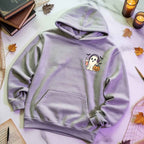 Little Ghost Iced Coffee Halloween hoodie featuring a cute ghost holding an iced coffee on a cozy classic-fit graphic sweatshirt in Grey