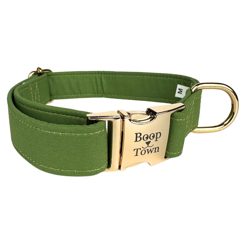 Boop Town Cotton Dog Collar – Adjustable Soft Collar with Gold Hardware