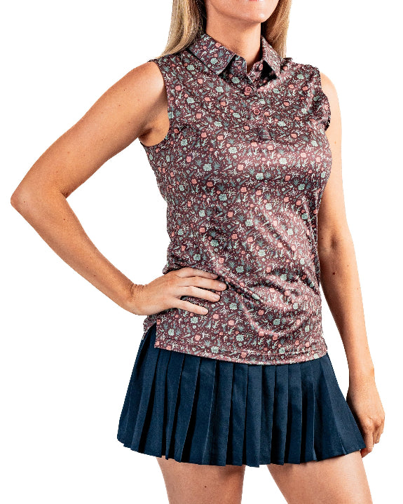 Women’s Desert Sage performance golf polo by Pins & Aces featuring a lightweight breathable design, short sleeves, athletic fit, and moisture-wicking golf fabric.