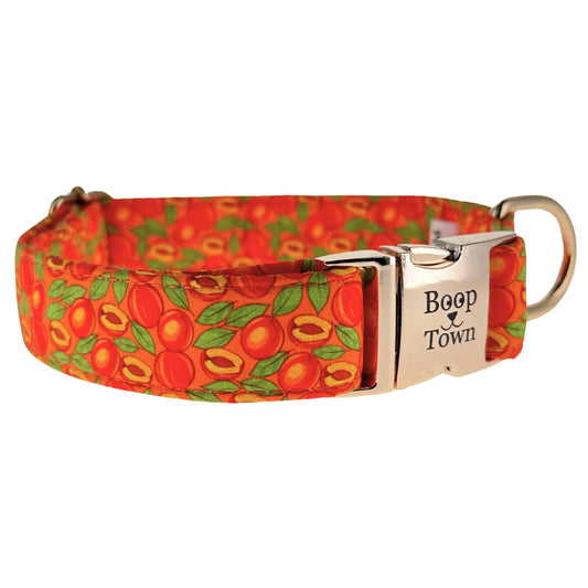 Peaches Dog Collar – Adjustable Soft Cotton Collar with Gold Hardware