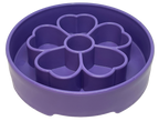 SodaPup Flower eBowl deep slow feeder dog bowl with flower-shaped enrichment ridges, available in pink or purple for medium and large dogs.