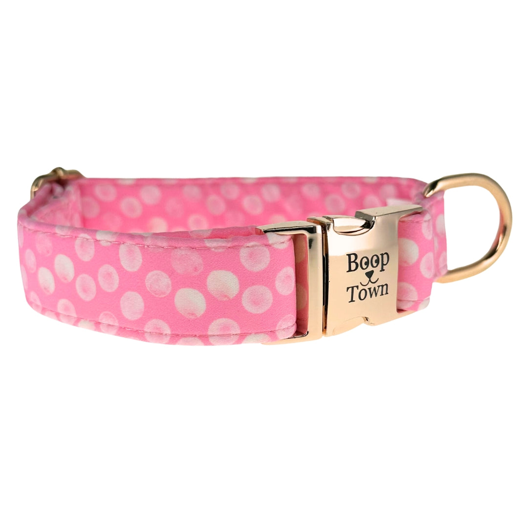 Boop Town Cotton Dog Collar – Adjustable Soft Collar with Gold Hardware
