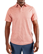 Men’s Phoenix Whirl golf polo by Pins & Aces featuring a bold swirling colorful print, modern blade collar, short sleeves, and athletic performance fit.