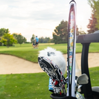 Pins & Aces insulated golf seltzer sleeve designed to hold up to six standard cans and slide into the club slot of most golf bags.