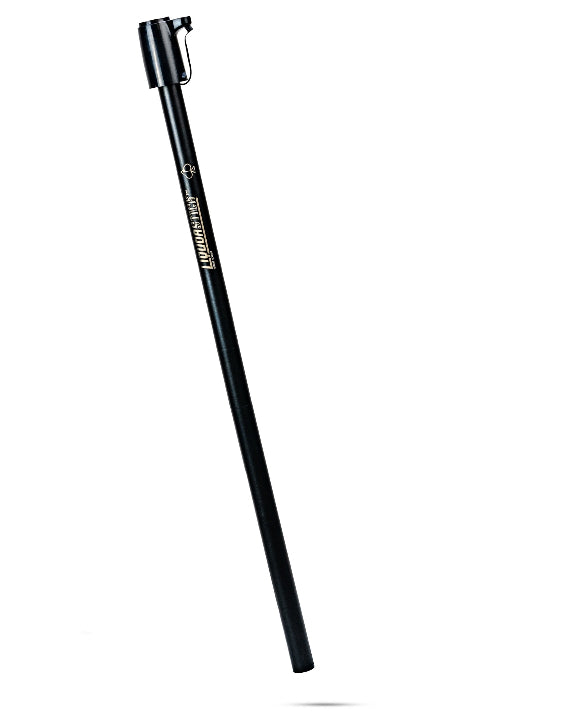 Black LiquorStick® 3.0 golf drink dispenser featuring a 750ml stainless steel reservoir, USB-C rechargeable automatic pump, insulated construction, and ground spike.