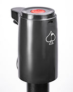 Black LiquorStick® 3.0 golf drink dispenser featuring a 750ml stainless steel reservoir, USB-C rechargeable automatic pump, insulated construction, and ground spike.