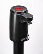 Black LiquorStick® 3.0 golf drink dispenser featuring a 750ml stainless steel reservoir, USB-C rechargeable automatic pump, insulated construction, and ground spike.