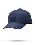 Tradesman Navy golf hat by Pins & Aces featuring a tonal embroidered spade logo, structured 6-panel design, perforated side panels, curved bill, and adjustable snapback.