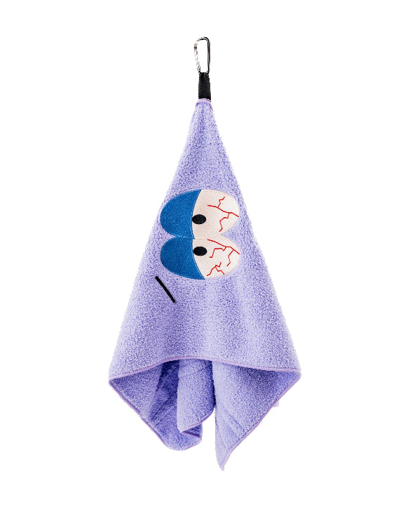 South Park Towelie premium microfiber golf towel from the official Pins & Aces x South Park collection, designed as a lightweight and absorbent golf accessory.