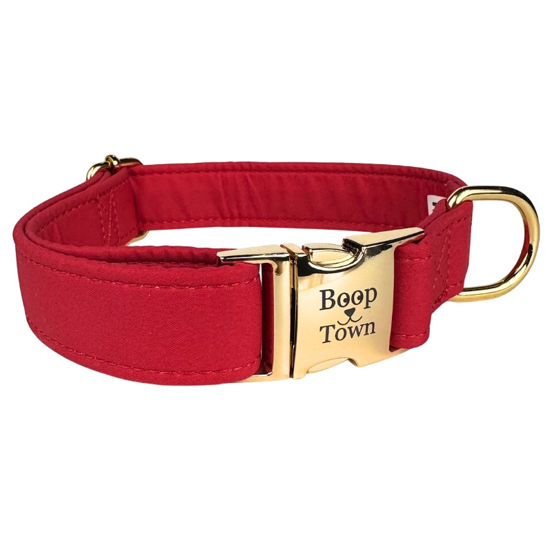 Boop Town Cotton Dog Collar – Adjustable Soft Collar with Gold Hardware