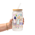 Pastel Regency-inspired bookish design featuring teacups, books, florals, ribbons, a vintage dress, parasol, pocket watch, mirror, and other romantic Victorian-style details in pink, lavender, blue, mint, and cream.