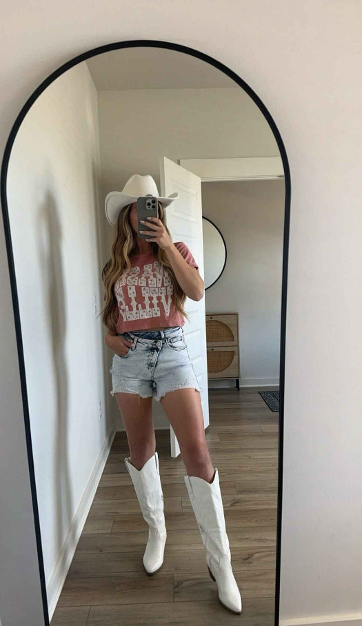Lindsey Asymmetrical Distressed Shorts – Acid Light Wash Denim Shorts