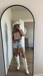 Lindsey Asymmetrical Distressed Shorts – Acid Light Wash Denim Shorts