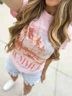 Take Me Where Summer Never Ends Graphic Tee in Light Pink