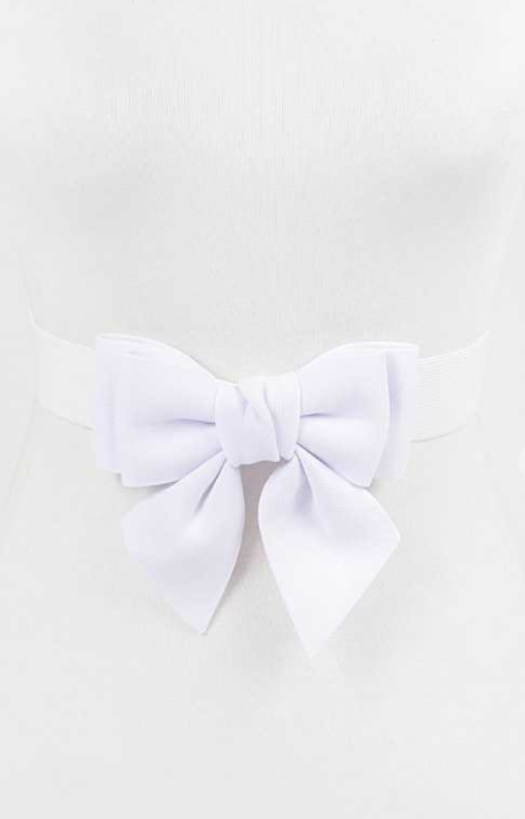 Merry & Bright Bow Belt in White