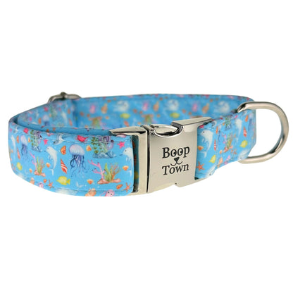 Boop Town Cotton Dog Collar – Adjustable Soft Collar with Gold Hardware