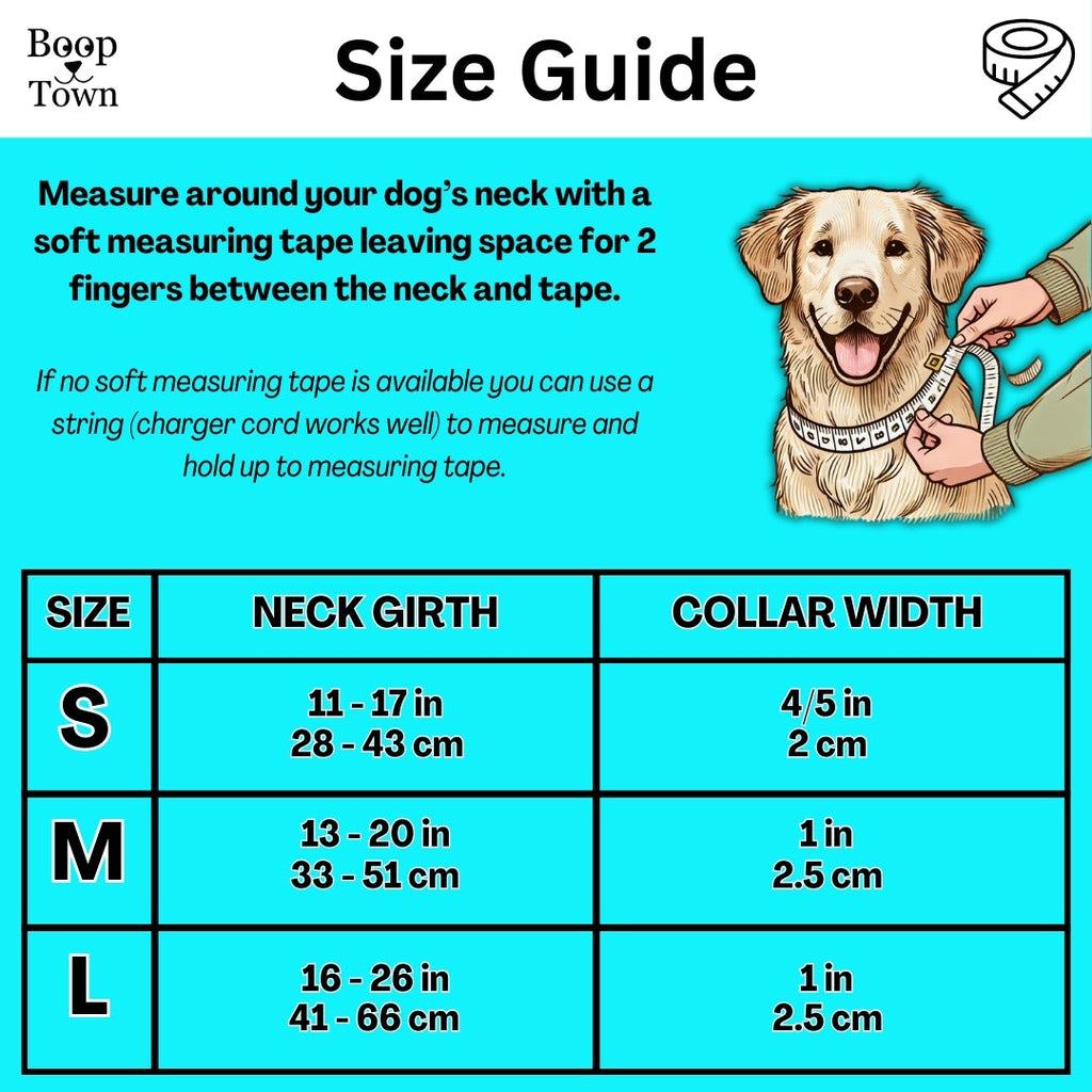 Boop Town Cotton Dog Collar – Adjustable Soft Collar with Gold Hardware