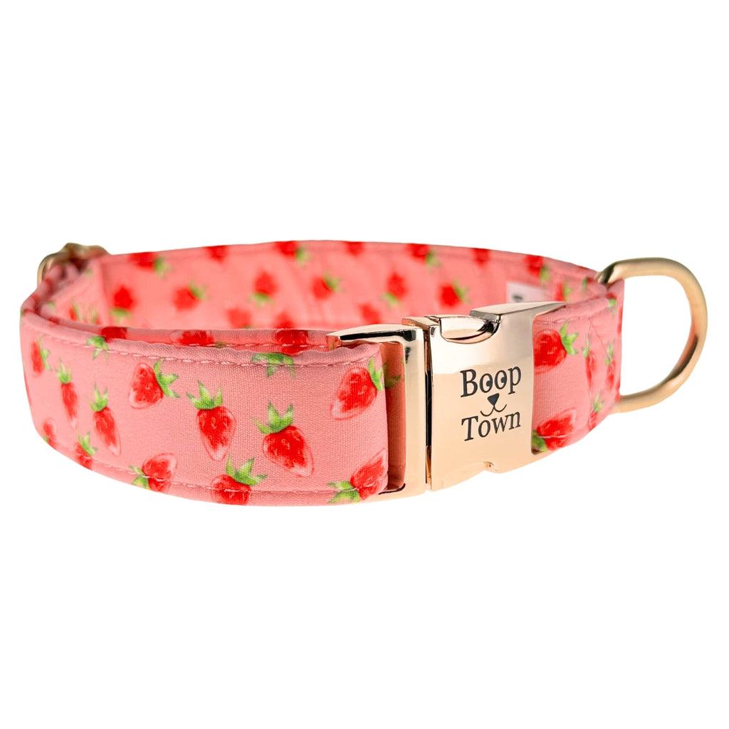 Boop Town Cotton Dog Collar – Adjustable Soft Collar with Gold Hardware
