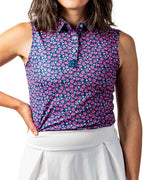 Pins & Aces Women’s Full Bloom performance golf polo featuring a floral-inspired design, women’s athletic fit, fast-wicking fabric and SPF 45+ sun protection.