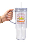 Retro Bookish Summer design featuring stacked books, pink sunglasses, a floral iced drink and the phrase “The weather is hot and so are my books.”