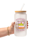 Retro Bookish Summer design featuring stacked books, pink sunglasses, a floral iced drink and the phrase “The weather is hot and so are my books.”