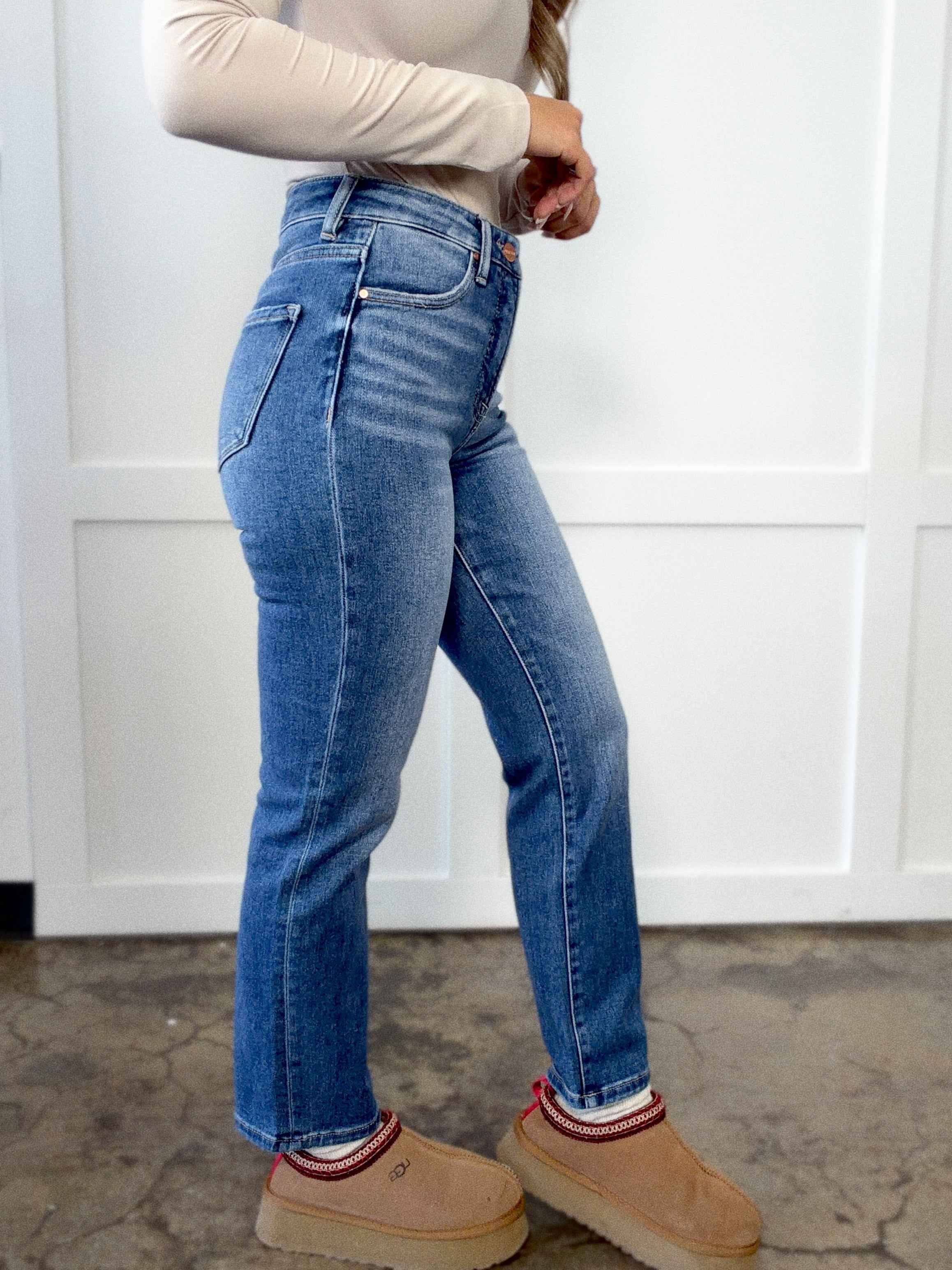 Emily Tummy Control High Rise Crop Straight Jeans