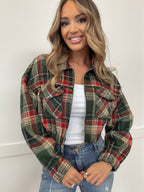 Mistletoe Moments Cropped Plaid Jacket – Flannel Shacket