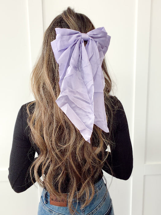 Delilah Silk Hair Bow in Purple