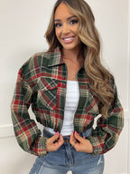 Mistletoe Moments Cropped Plaid Jacket – Flannel Shacket