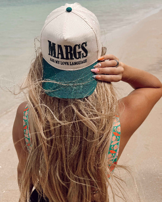 MARGS Are My Love Language Trucker Hat in Green and Ivory