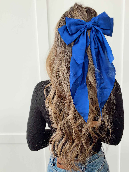 Delilah Silk Hair Bow in Blue