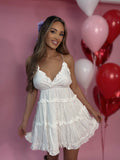 Boardwalk Runway Ruffled Mini Dress – Tiered V Neck Dress