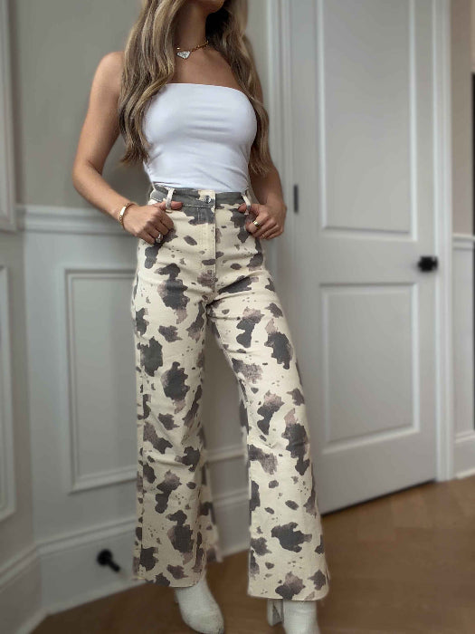 Raven High Rise Cropped Wide Leg Denim Pants – Raw Hem