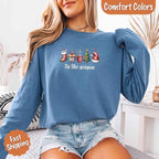 ’Tis The Season Comfort Colors long sleeve Christmas shirt featuring a festive holiday graphic on a soft garment-dyed 100% cotton tee in Denim