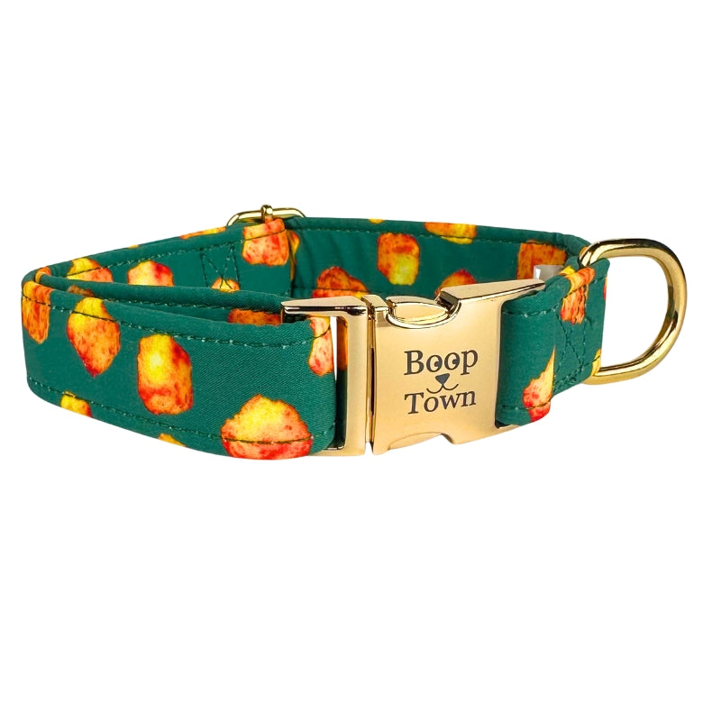 Boop Town Cotton Dog Collar – Adjustable Soft Collar with Gold Hardware