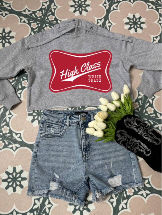 High Class White Trash Graphic Cropped Sweatshirt