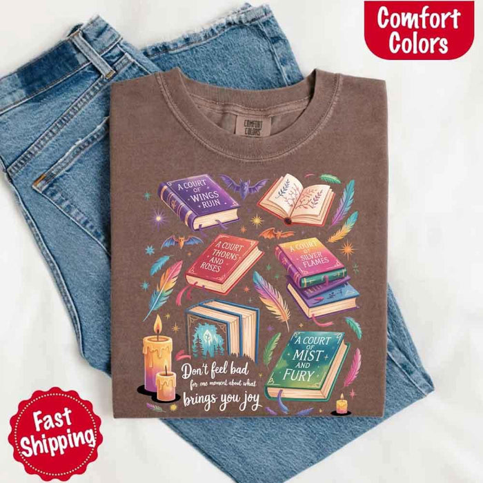 Velaris Comfort Colors T-shirt featuring a fantasy-inspired book lover graphic with magical celestial styling for fantasy romance readers and Bat Boys fans in Espresso.