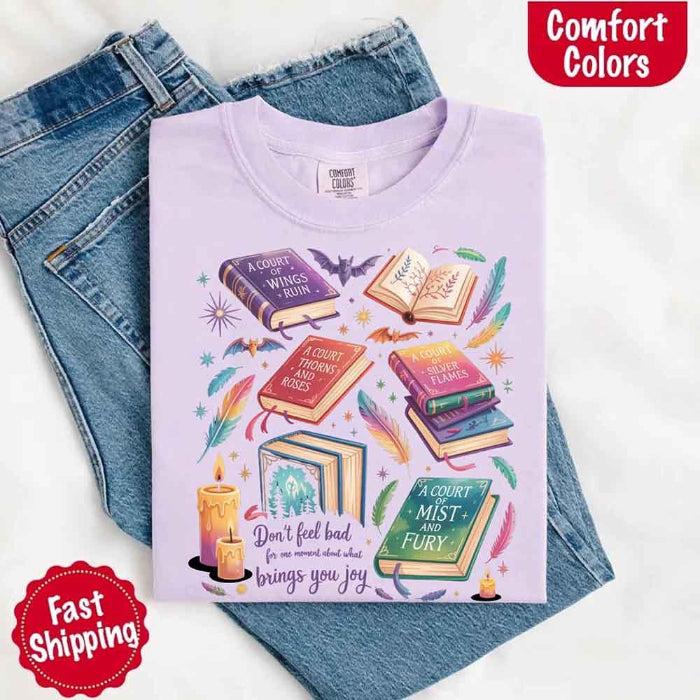 Velaris Comfort Colors T-shirt featuring a fantasy-inspired book lover graphic with magical celestial styling for fantasy romance readers and Bat Boys fans in Orchid.