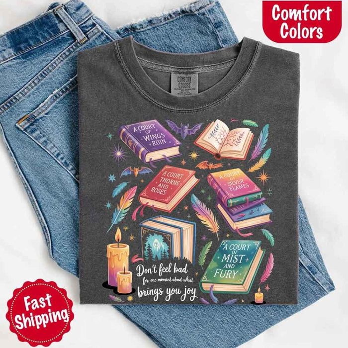 Velaris Comfort Colors T-shirt featuring a fantasy-inspired book lover graphic with magical celestial styling for fantasy romance readers and Bat Boys fans in Pepper.