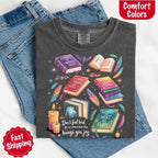 Velaris Comfort Colors T-shirt featuring a fantasy-inspired book lover graphic with magical celestial styling for fantasy romance readers and Bat Boys fans in Pepper.