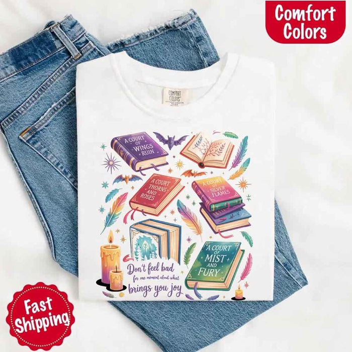 Velaris Comfort Colors T-shirt featuring a fantasy-inspired book lover graphic with magical celestial styling for fantasy romance readers and Bat Boys fans in White