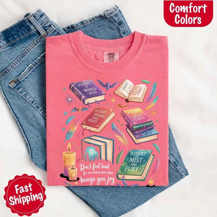 Velaris Comfort Colors T-shirt featuring a fantasy-inspired book lover graphic with magical celestial styling for fantasy romance readers and Bat Boys fans in Watermelon.