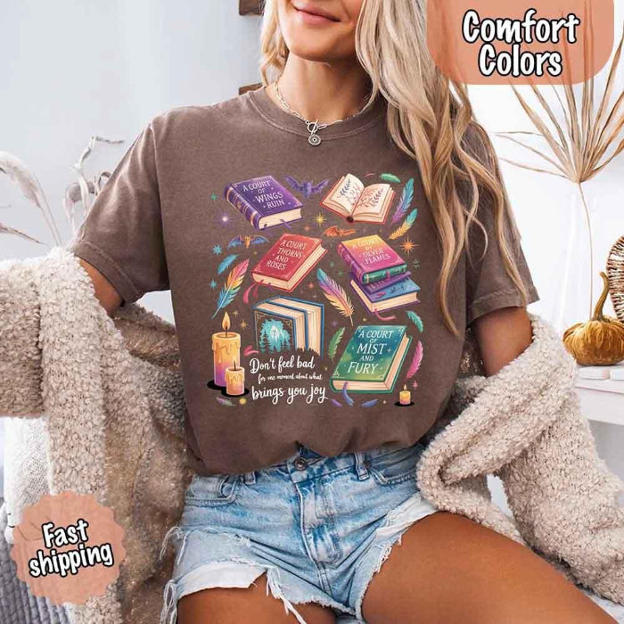 Velaris Comfort Colors T-shirt featuring a fantasy-inspired book lover graphic with magical celestial styling for fantasy romance readers and Bat Boys fans in Espresso.