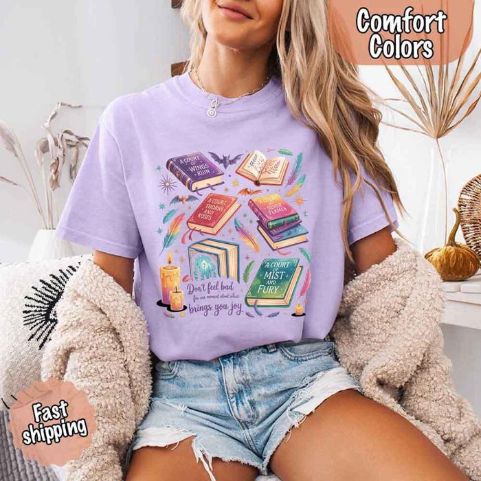 Velaris Comfort Colors T-shirt featuring a fantasy-inspired book lover graphic with magical celestial styling for fantasy romance readers and Bat Boys fans in Orchid.