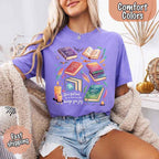 Velaris Comfort Colors T-shirt featuring a fantasy-inspired book lover graphic with magical celestial styling for fantasy romance readers and Bat Boys fans in Violet.