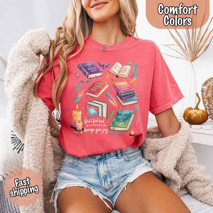 Velaris Comfort Colors T-shirt featuring a fantasy-inspired book lover graphic with magical celestial styling for fantasy romance readers and Bat Boys fans in Watermelon.