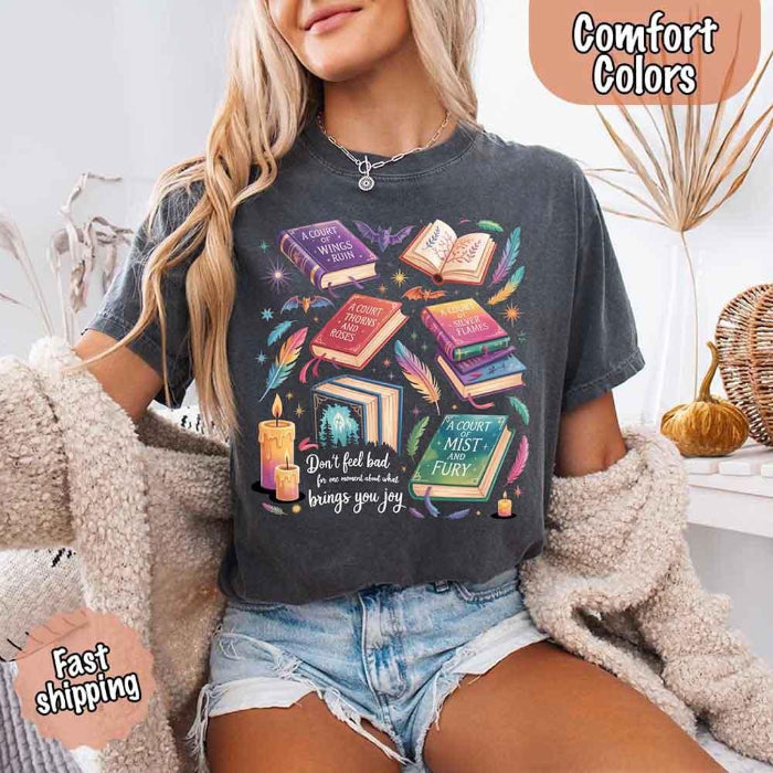 Velaris Comfort Colors T-shirt featuring a fantasy-inspired book lover graphic with magical celestial styling for fantasy romance readers and Bat Boys fans in Pepper.