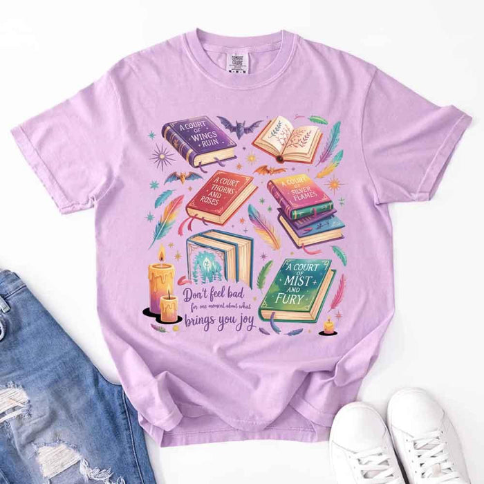 Velaris Comfort Colors T-shirt featuring a fantasy-inspired book lover graphic with magical celestial styling for fantasy romance readers and Bat Boys fans in Orchid.