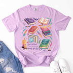 Velaris Comfort Colors T-shirt featuring a fantasy-inspired book lover graphic with magical celestial styling for fantasy romance readers and Bat Boys fans in Orchid.
