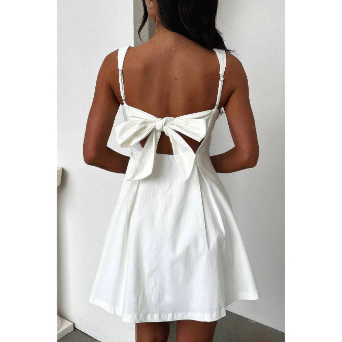 Solid Square Neck Fit Sleeveless Short Dress for Women | Fitted Mini Dress